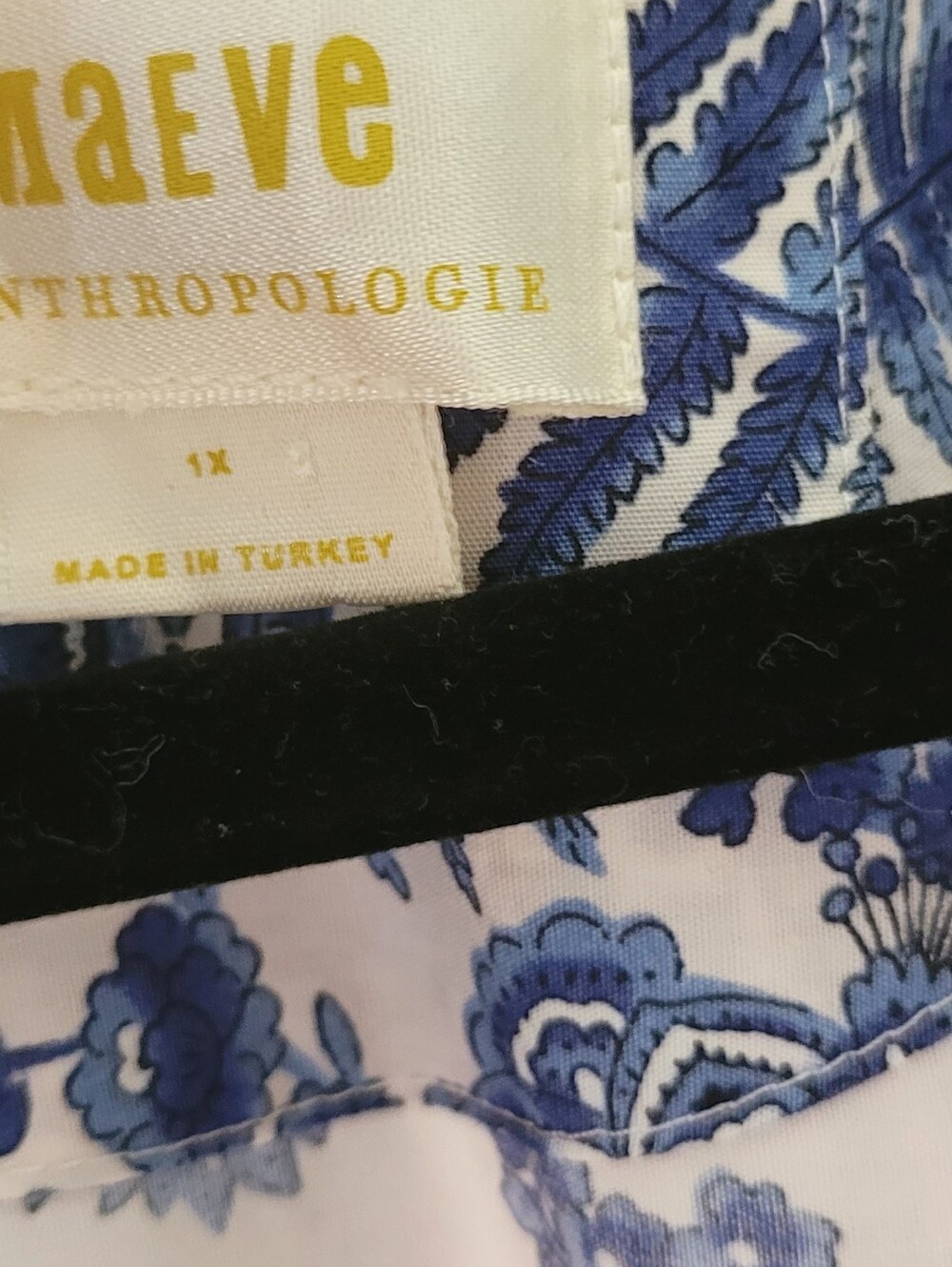 Maeve By Anthropologie 1X Somerset Maxi Dress Blue Print 100% Cotton - Picture 12 of 16